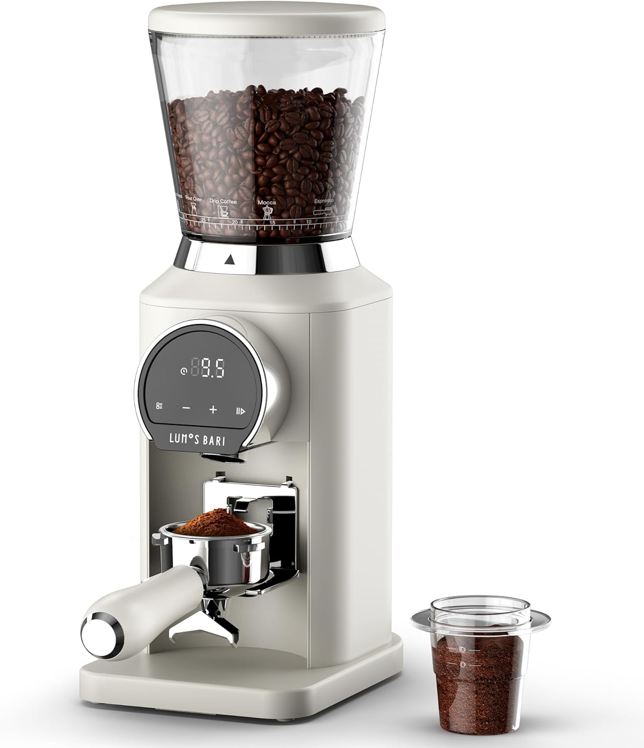 Conical Burr Coffee Grinder with 40mm Stainless Steel Burr, 34 Grind Settings Anti-static, Electric Espresso Grinder for Home Use \u2013 Perfect for Espresso, Drip Coffee, French Press & Cold Brew, White