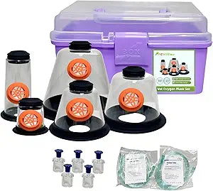 Pet Oxygen Mask Set - Veterinary Designed Breathing Aid for Dogs/Cats/Birds/Animals - 5 Sizes - Easy to Clean & Connect to Oxygen Source - Ensures Comfort & More Oxygen Delivery