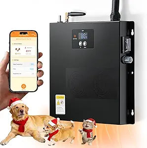 Briidea WiFi Dog House Heater 400W with LoRa Technology Up to 1200ft Long Range, 3s Fast PTC Heating, Adjustable 32–122°F for 120 Cu Ft, 11.5ft Anti-Chew Cord, 2.4 & 5GHz Dual-Band WiFi
