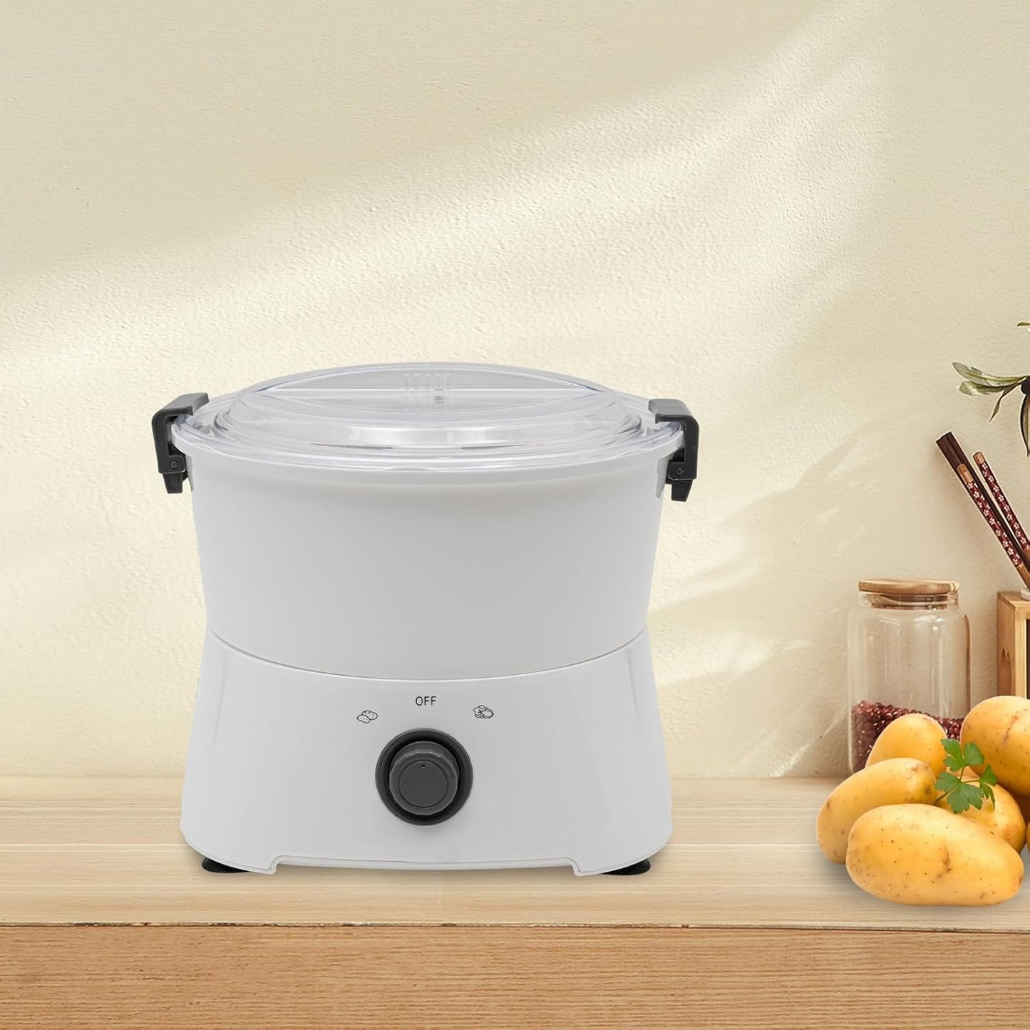 Electric Potato Peeler Machine Automatic Potato Peeler,One-Button Drive Automatic Peeler Spinner Machine for Kitchen 85w