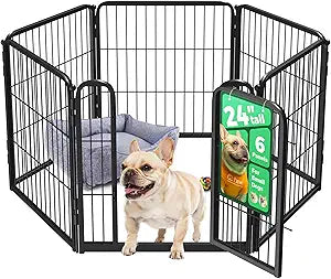 FXW Homeplus Unleashed Indoor Dog Playpen - Stress-Free and Safe Play, Heavy Duty 24 Inch 6 Panels Dog Pen for Puppy and Small Dogs, Black│Patented