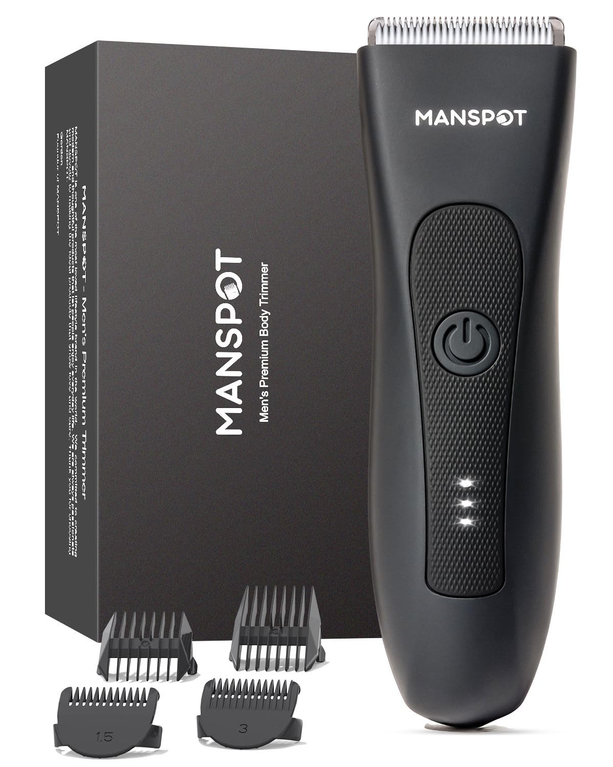 MANSPOT Manscape Groin & Body Hair Trimmer for Men, Electric Ball Pubic Trimmer Shaver,Manscape Kit with 4 Guard,Replaceable Ceramic Blade Heads,Waterproof Wet\/Dry Shaver,90 Minutes Shaving