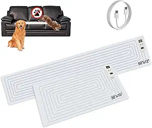 SEERWAY Scat Pet Shock Mat 2 Pieces in Different Size, Shock Pads for Dogs and Cats Training Indoor, Electric Repellent Mat Keeps Pets Off Couch, Sofa, Countertop, 3 Modes (60"x12"+30"x16")