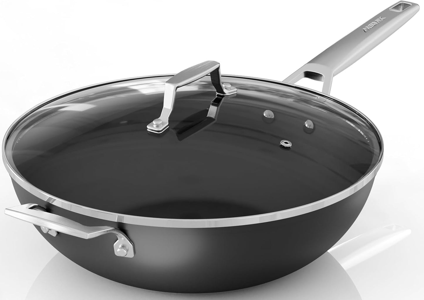 MsMk Titanium and Ceramic Nonstick Wok pan with lid,12.5 Inch Woks & Stir Fry Pans with Stay-Cool Handle,Flat Bottom Wok Suits for Induction, Electric, Gas, Halogen, All Stoves