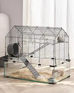 VEVOR Hamster Cage, 360° Viewing Transparent Hamster Habitats, Small Animal Cage, 22.8 x 15 x 21.3 in, Ventilated Pet Mouse Cages with Water Bottle, Portable Hamster House for Rats, Guinea Pigs