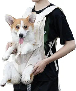 Dog Front Carrier Backpacks for Small Dogs, Legs Out Pet Carrier Sling Backpack with Adjustable Padded Ventilated Shoulder Straps, Easy-Fit for Traveling Hiking Camping