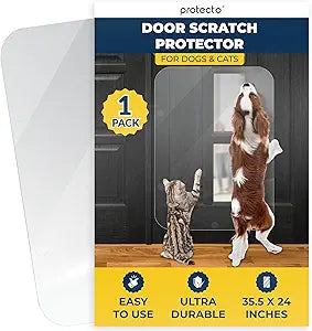 PROTECTO Heavy Duty Door Protector from Dog Scratching, 35 x 24†Clear Door Scratch Protector, Easy & Quick to Install on Window, Wall, Screen & Sliding Doors | Cat Scratch Guard for Indoors Outdoors