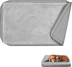 Explore Land Waterproof Dog Bed Cover Machine Washable Fluffy Dog Bed Replacement Cover, 44Lx32Wx4H inch, Gray