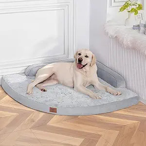 Orthopedic Dog Bed for Extra Large Dogs - XXL Egg-Crate Memory Foam Dog Beds with Removable Washable Cover, Waterproof Pet Beds with Non-Slip Bottom, Grey