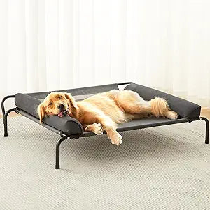 Elevated Dog Bed for Large Dogs – Indoor & Outdoor Raised Dog Cot Hammock with Breathable Mesh, Upgraded Installation Method, Off The Ground Lifted Elevated Pet Bed, Platform Frame Pet Cot