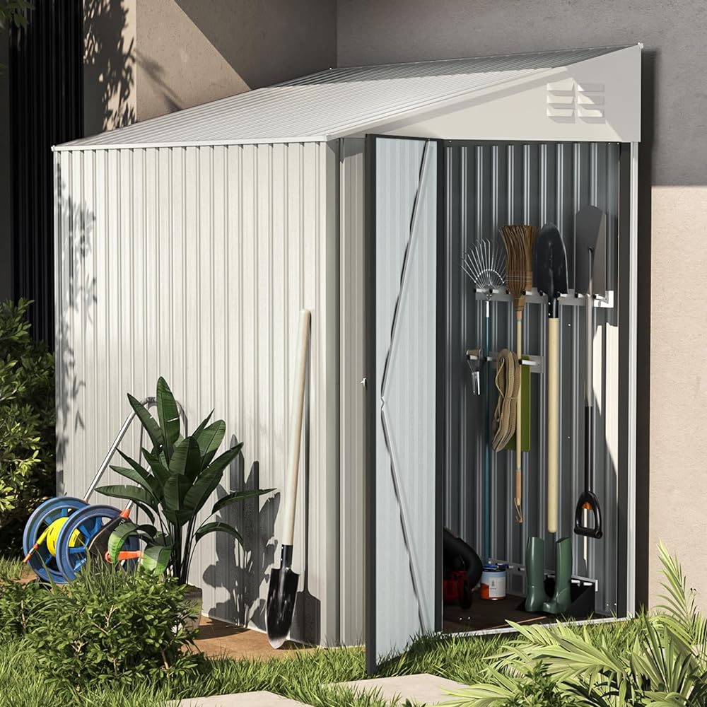 AECOJOY 4 x 6 Small Metal Shed Outdoor Storage Cabinet for Garden