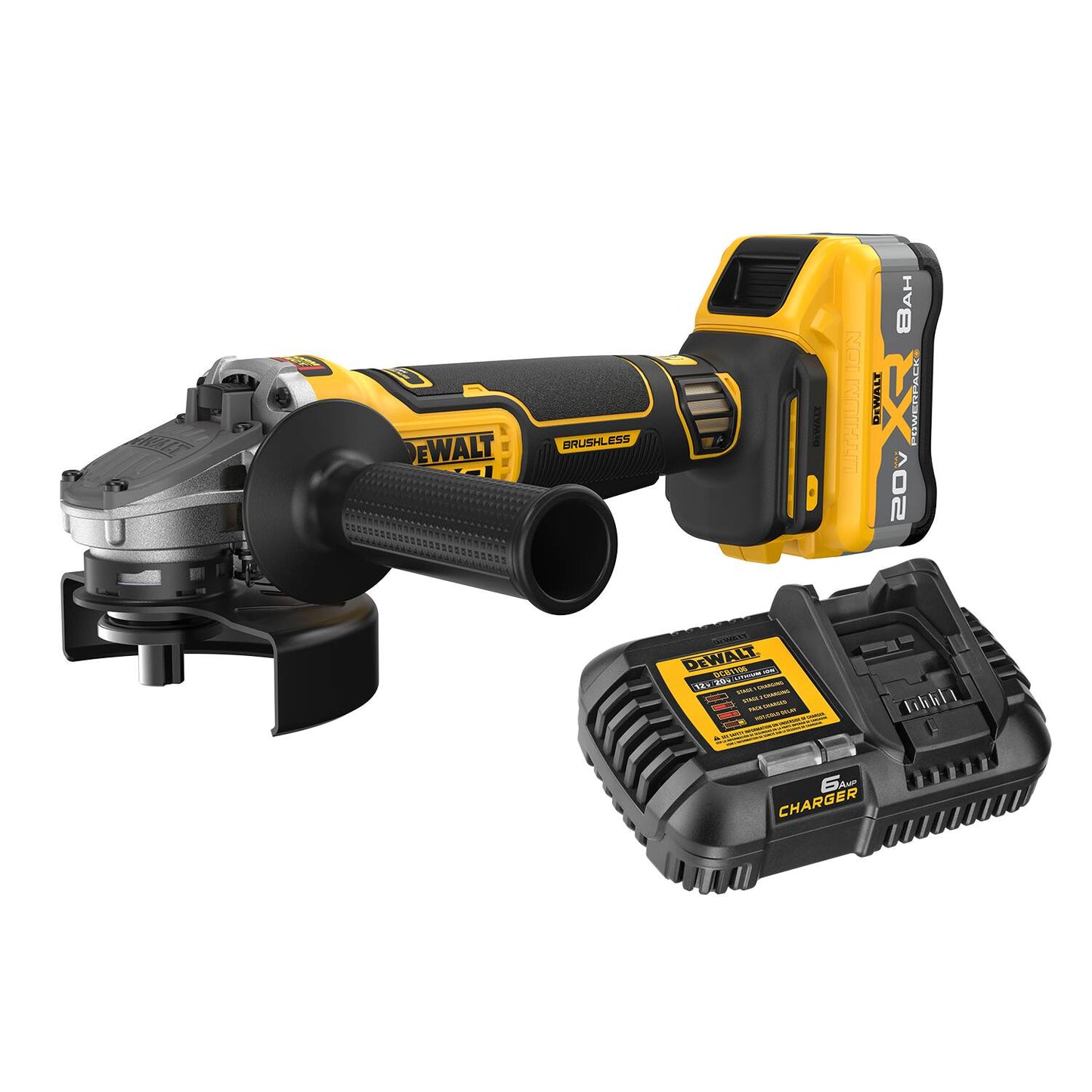 DEWALT XR 4.5-in 20-volt max Paddle Switch Brushless Cordless Angle grinder (1-Battery Included and Charger Included)