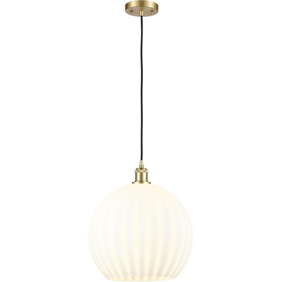 Innovations Lighting 516-1P-SG-G1217-14WV Ballston White Venetian Pendant Satin Gold