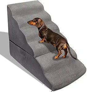 Dog Stairs&Steps for 30 Inches High Bed Up to 30-36 Inch Tall, Pet Cat Ramp Ladder for Small Dogs, Doggie, Old Cats, Kitty, Small Animals Grey No Assembly Required