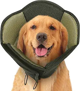 SUNFURA Dog Cone - Soft Cone for Dogs to Stop Licking, Pet E-Collar Alternative After Surgery, Adjustable Pet Recovery Collar for Wound Healing, Army Green Large