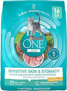 Purina ONE Sensitive Stomach, Sensitive Skin, Natural Dry Cat Food, +Plus Sensitive Skin and Stomach Formula - 16 lb. Bag