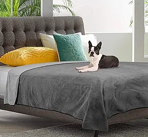 100% Leak Proof, Waterproof, Totally Pee Proof, EZ-Wash, Durable, 3 Layer Blanket (Slate Grey/Cool Grey, Large 80"x60") Adults, Pets, Dogs, Cats, Cozy Soft