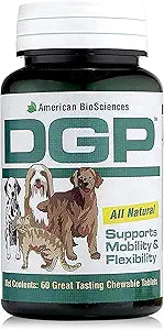 American BioSciences DGP, All-Natural Joint Supplement for Dogs - Joint Support with Turmeric Boswellia Extract - 60 Chewable Pet Tablets per Bottle (60 Count (Pack of 1))