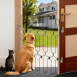 Retractable Dog Gate for Front Door, 35" Safety Metal Pet Gate for Dogs When Opening, Easy Install Front Entry Dog Door Barrier