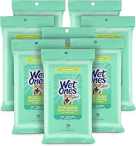 Wet Ones for Pets Extra Gentle Dog Wipes with Witch Hazel for Snout, Eye, Ear - Fragrance-Free Wipes for Dogs with Wet Lock Seal, 30 Count - 8 Pack