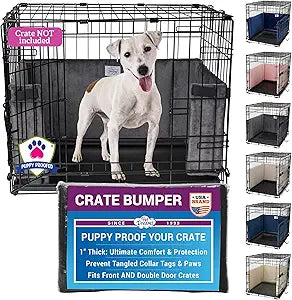 Pet Dreams Dog Crate Bumper - Comfy Liner & Dog Tail Protector for Inside Crate, Fits iCrate Cages 18, 24, 30, 36, 42, 48 Inches (Grey, Large, 36")