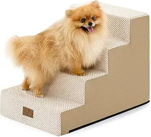 Dog Stairs for Small Dogs, 4 Tier Pet Stairs for Couch and Beds, 17.7" H Non-Slip Dog Steps for Old Cats, Puppy, Small Medium Dogs, 15.7x23.6x17.7 inch, Beige