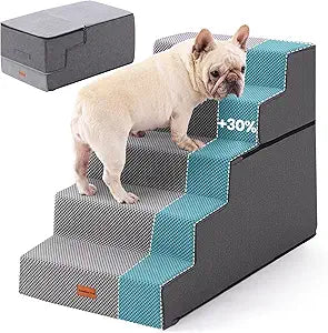 Gardner Pet Dog Stairs for Small Dogs 22.8" H, 5-Step Extra Wide Dog Stairs for High Bed, Pet Steps for Small Dogs and Cats Couch with Durable Non-Slip Waterproof Fabric Cover and Soft Foam, Grey