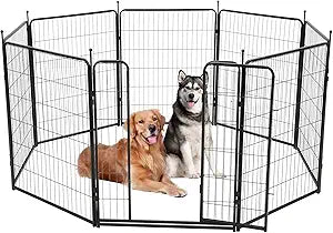 Dog Playpen Indoor/Outdoor,8 Panels 40â€H X 32" W, Heavy-Duty Iron Dog Playpen,Durable, Rust-Resistant Pet Fence with Doors,Low Threshold, Double Gravity Lock