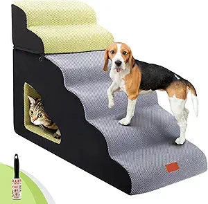 LOOBANI Dog Stairs for High Bed, 30 Inch Height 6 Steps Soft Foam Spliced Dog Steps for Bed, Non-Slip Sturdy Pet Stairs, Ramp for Small, Older Pets - Grey 6 Tiers