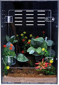 Reptile Enclosure for Crested Gecko – 12x12x18 Acrylic Reptile Tank for Gecko, Snake, and Lizard – PVC Terrarium for Small Pets
