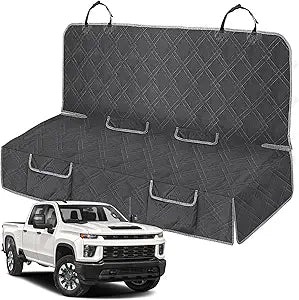 Dog Car Seat Cover Compatible with Full-Size Truck, Ford F150/250/350 Chevy Silverado Dodge Ram 1500 2500 3500, 600D Oxford Scratch Proof Nonslip Pickup Waterproof Pet Rear Bench Seat Cover