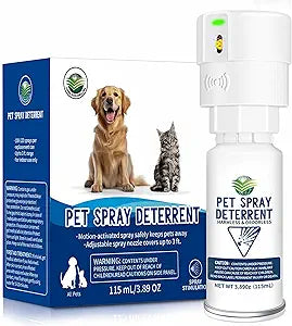 Cat Spray Deterrent System, Automatic Cat Deterrent Spray, Motion Activated Pet Deterrent Spray System for Cats & Dogs Odorless Pet Deterrent, Friendly & Safe Up to 3 Feet Away White