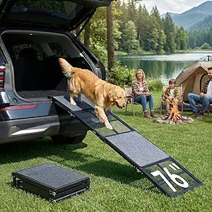 Dog Ramp for Car, 76" L x 20" W Extra-Wide Dog Ramp for Large Dogs, Non-Slip Pet Ramp for SUV, Truck & Car, Supports Up to 300 Lbs