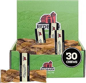 Redbarn Medium Braided Collagen-Wrapped Esophagus Dog Treat, All-Natural, Grain-Free, Gluten-Free, Rawhide-Alternative Chews, 30 Count