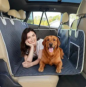 Dog Seat Cover for Back Seat Hard Bottom, XL Backseat Extender for Large Dogs (+420 lbs), Waterproof Dog Car Hammock with Door Protectors, Non-Slip Heavy-Duty Pet Seat Cover for Truck, SUV & Car
