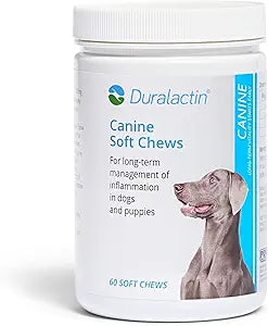 PRN Pharmacal Duralactin Canine Soft Chews - Joint Health Supplement for Dogs & Puppies to Help Reduce Chronic Soreness - Canine Chews Containing Dried Milk Protein - Chicken-Liver Flavor - 60 Chews