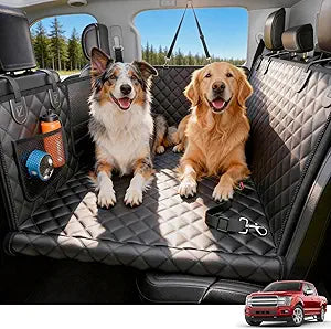 Wigoo Dog Truck Seat Cover for Back Seat, 450lb Support Hard Bottom Hammock for 1–4 Large Dogs, Waterproof & Anti-Scratch Backseat Protector, Car Bed Extender for Truck & SUV, Size-XL, Black