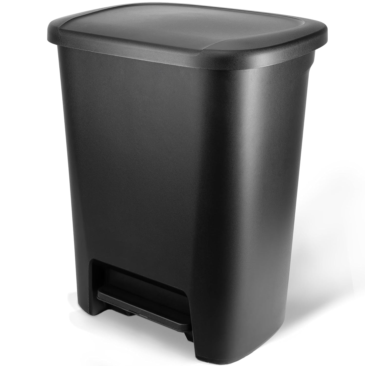 20.4-Gallon Step-On Plastic Large-Capacity Kitchen Trash Can (Black)