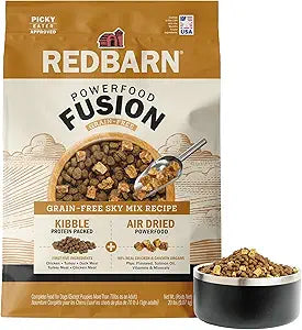 Redbarn Powerfood Fusion Air Dried Kibble Blend – Grain Free Sky Chicken Recipe – Made in USA Dry Dog Food for All Lifestages with Superfoods, Prebiotics, Postbiotics - 20lb Bag
