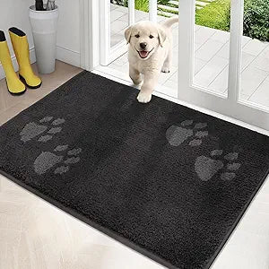 PURRUGS Dirt Trapping Door Mat 32" x 47", Non-Skid/Slip Machine Washable Microfiber Entrance Rug, Shoes Scraper, Dog Doormat, Super Absorbent Floor Mat for Muddy Wet Shoes and Paws, Charcoal