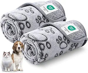 Luciphia Premium Soft Dog Blanket for Small Medium Large Dogs Washable 300GSM Fluffy Warm Fleece Puppy Cat Paw Print Pet Flannel Pcs2 Grey Paw XL(57"x40")