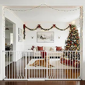 TSAYAWA Baby Gate Extra Wide Fits 71.65-85.82 inch Wide Opening - Dog Pet Gates for Doorways Stairs No Drilling Pressure Mounted - Large Child Safety Gate Indoor Outdoor White