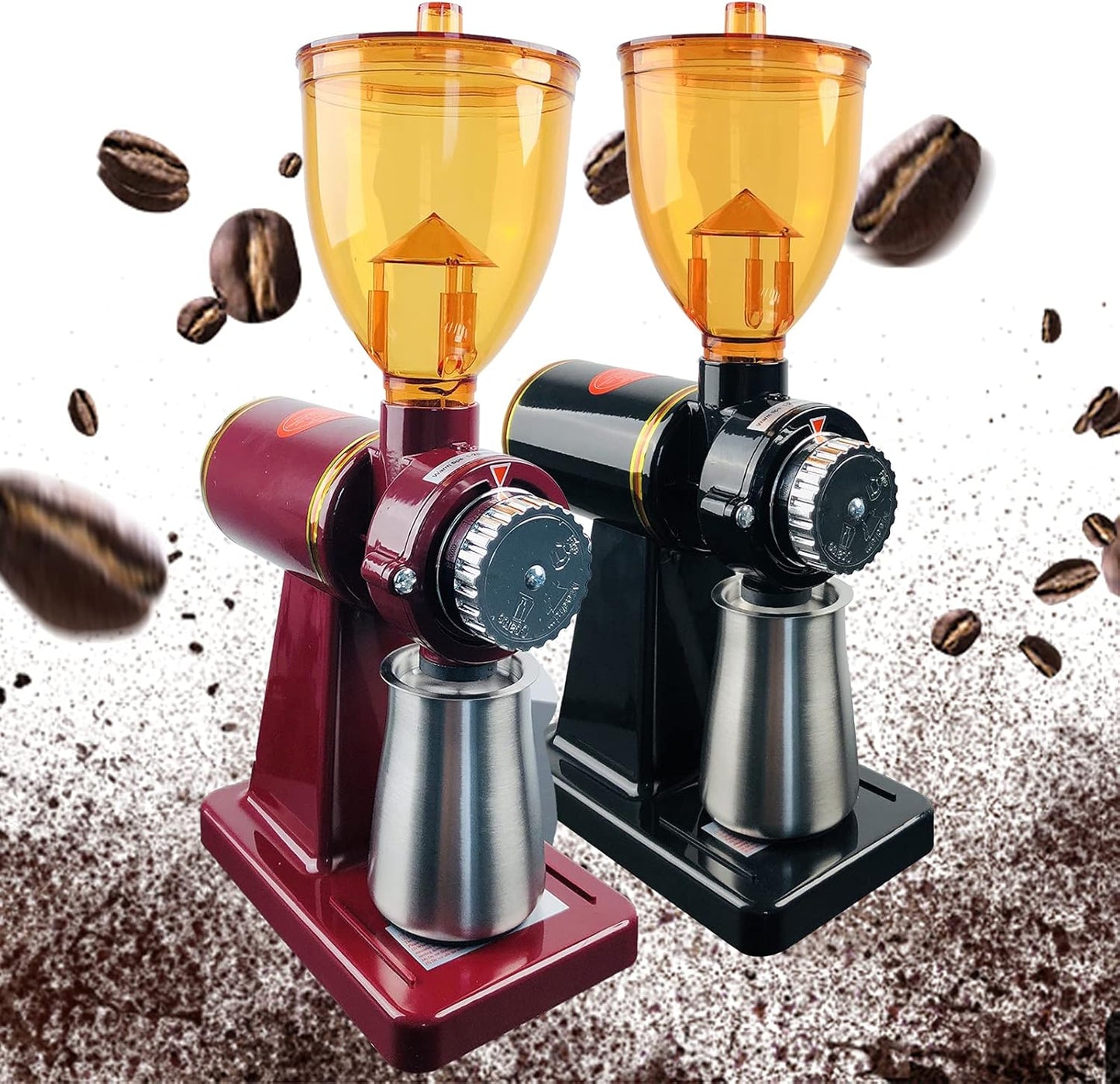 Electric Coffee Grinder Automatic Burr Coffee Milling Machine Professional Miller with 8-Adjustable Speed 180W - Black