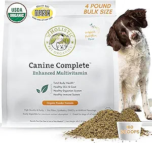 Wholistic Pet Organics Canine Complete - Dog Multivitamin Powder - 4 Lb - Daily Dog Vitamins and Supplements for Homemade Food - Immune System, Skin, Coat & Overall Health - All Breeds - 180 Scoops