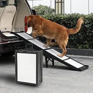 Dog Ramp for Car 68.9''x15.7'' Foldable Dog Ramp for Large Dogs with Non-Slip Surface, 8 Adjustable Heights with Support Leg, Portable Pet Ramp for Dogs up to 220lb, Carry-on Size Outdoor Ramp