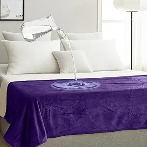 Waterproof Pet Blanket, Liquid Pee Proof, Sherpa Fleece Protector – Pet Hair Resistant Water Proof Bed Cover for Dogs Couch Sofa Car Bedding Comforter (Purple, 60"x80")
