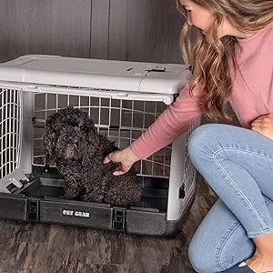 Pet Gear “The Other Door†4 Door Steel Crate for Dogs/Cats with Removable Tray, Fog, 27 Inch