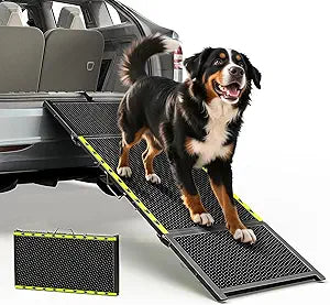 67''L & 20''W Dog Ramp for Car - Portable Extra Wide Pet Ramp for Medium & Large Dogs with Non-Slip Rug Surface, Dog Steps Stair for Car SUV/Truck/RV/High Bed, Up to 200LBS, Black