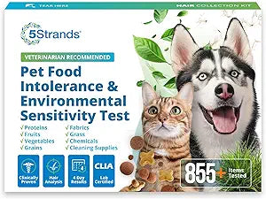 5Strands Pet Food Intolerance & Environmental Sensitivity Test, at Home Gut Health Test for Dogs & Cats, 857 Items Tested, Pet Health Check, Results in 4 Days, for All Ages and Breeds