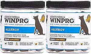 WINPRO Allergy Chews – Plasma-Powered Formula for Dog Seasonal Allergy Support – Grain-Free Natural Blood Protein Supplements – 60 Soft Chews - 2 Pack